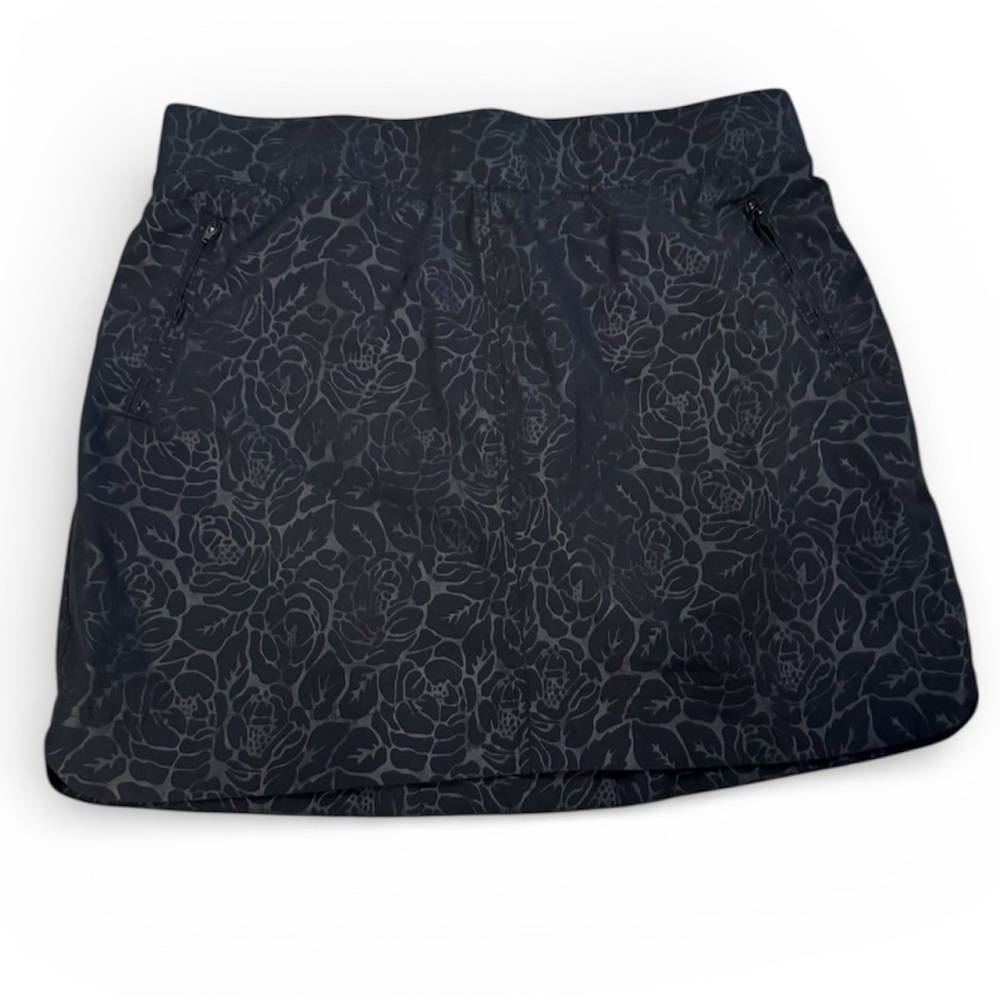 Orvis Black Floral Elastic Waistband Skort for Golf, Tennis, Running Size XL